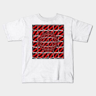 Red and black 3D design in the style of David Hockney with GLASS SPHERE Kids T-Shirt